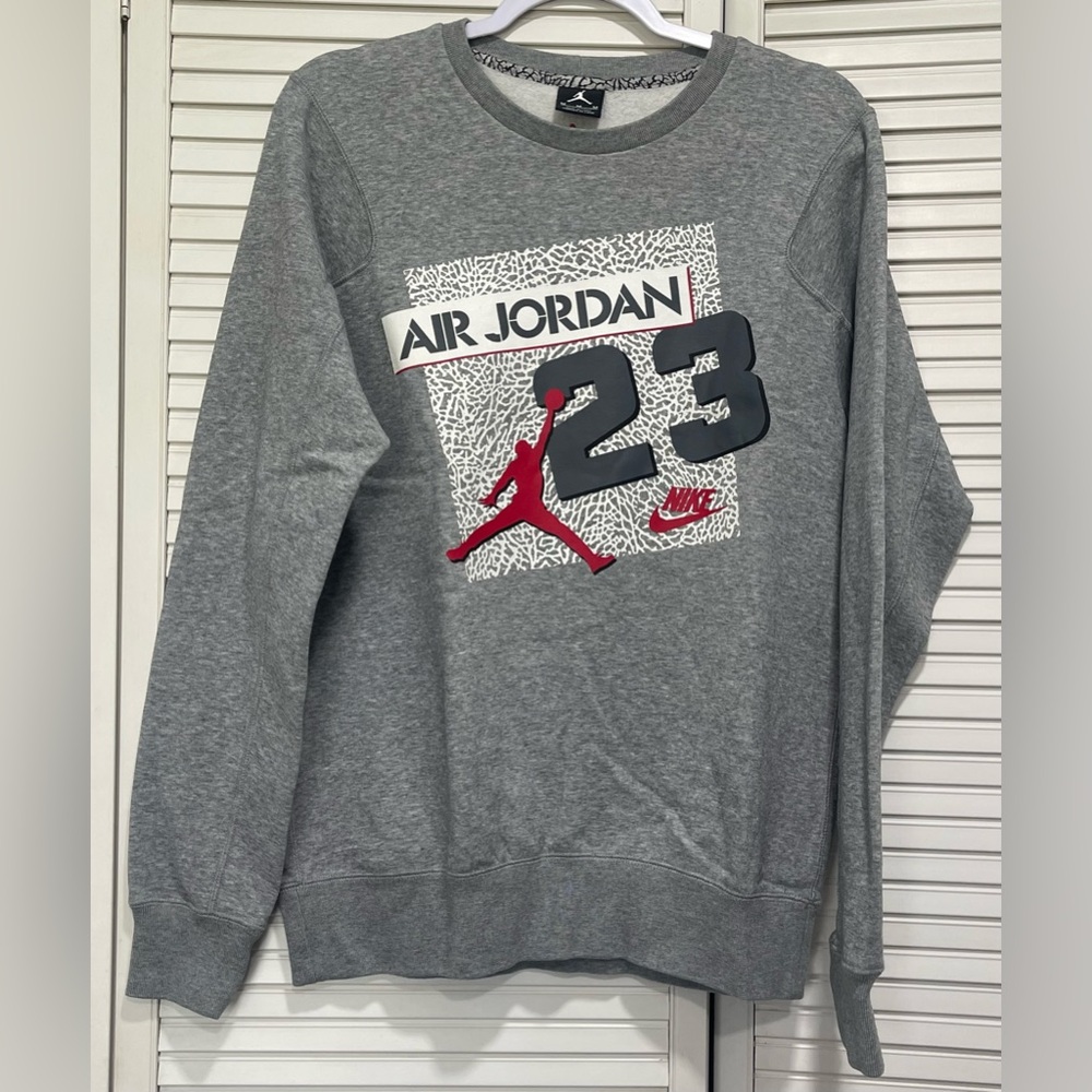 Jordan Gray Crewneck Sweater with Jumpman Logo